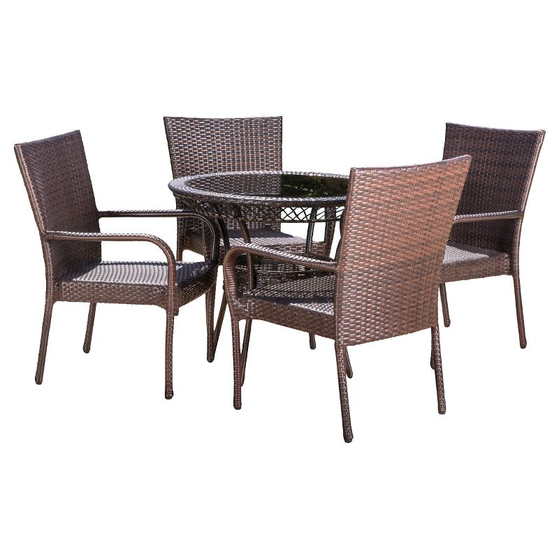 Littleton 5pc Wicker Patio Dining Set - Brown - Christopher Knight Home