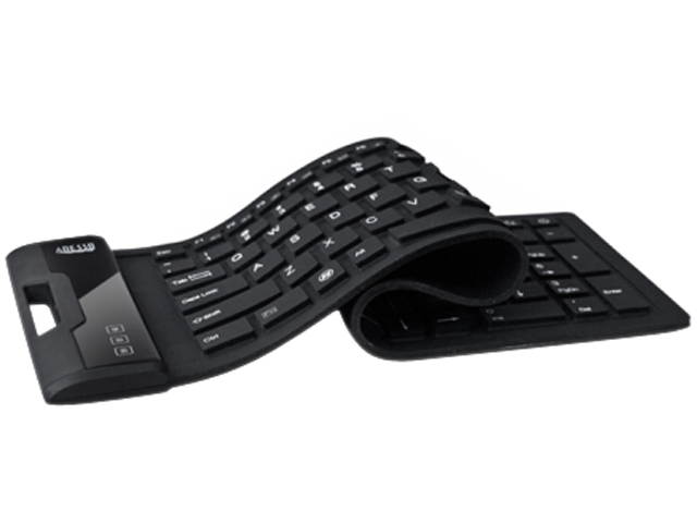 Adesso AKB-222UB USB Antimicrobial Foldable water proof 108-key compact size keyboard, 0.43" x 15.00" x 4.82" (Black)