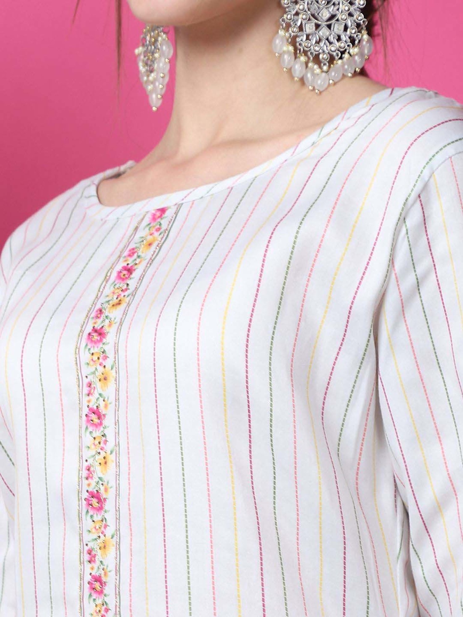 Stylee LIFESTYLE Off-White Cotton Printed Unstitched Dress Material