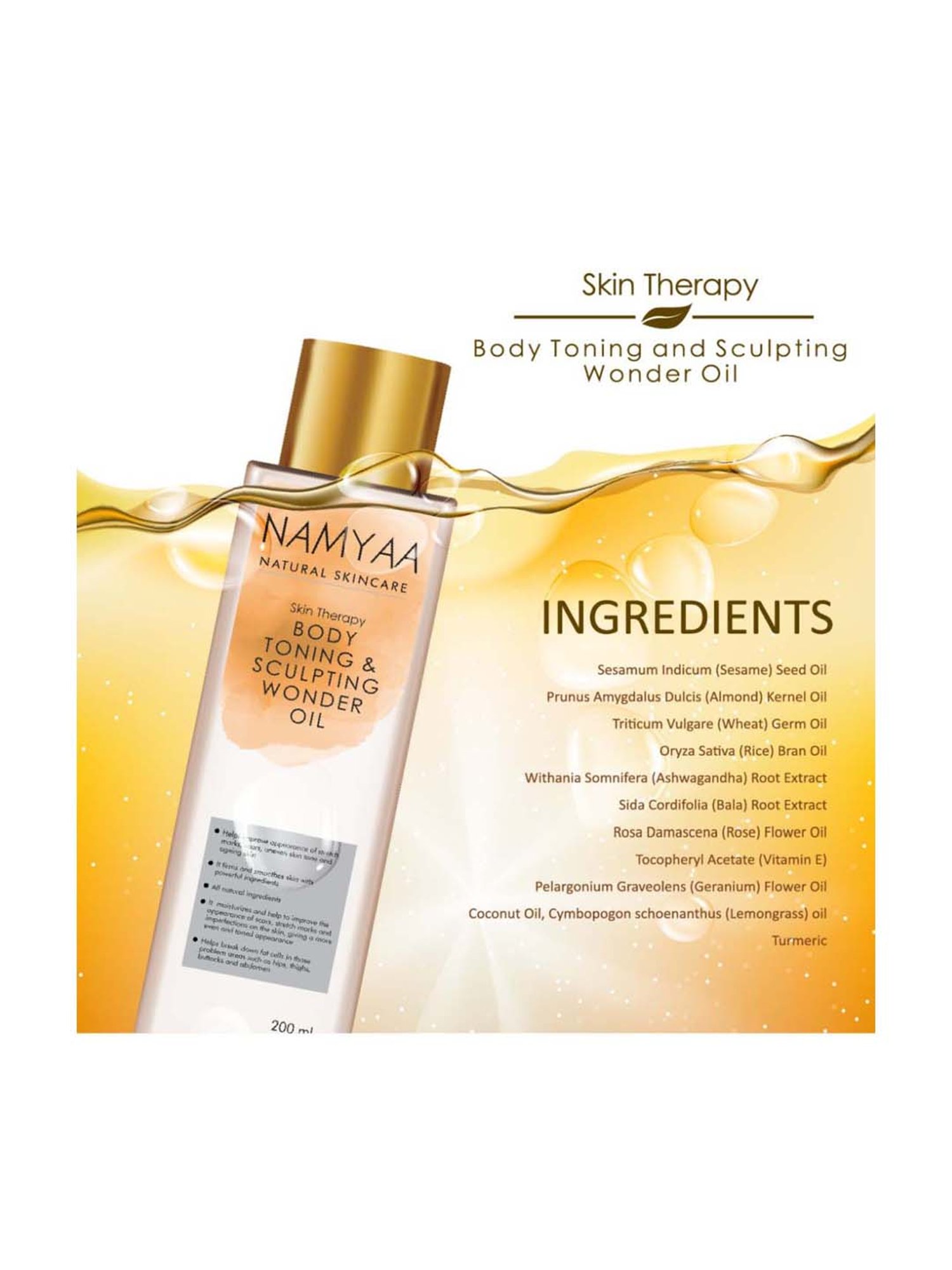 Namyaa Natural Science Body Toning and Sculpting Wonder Oil - 200 ml