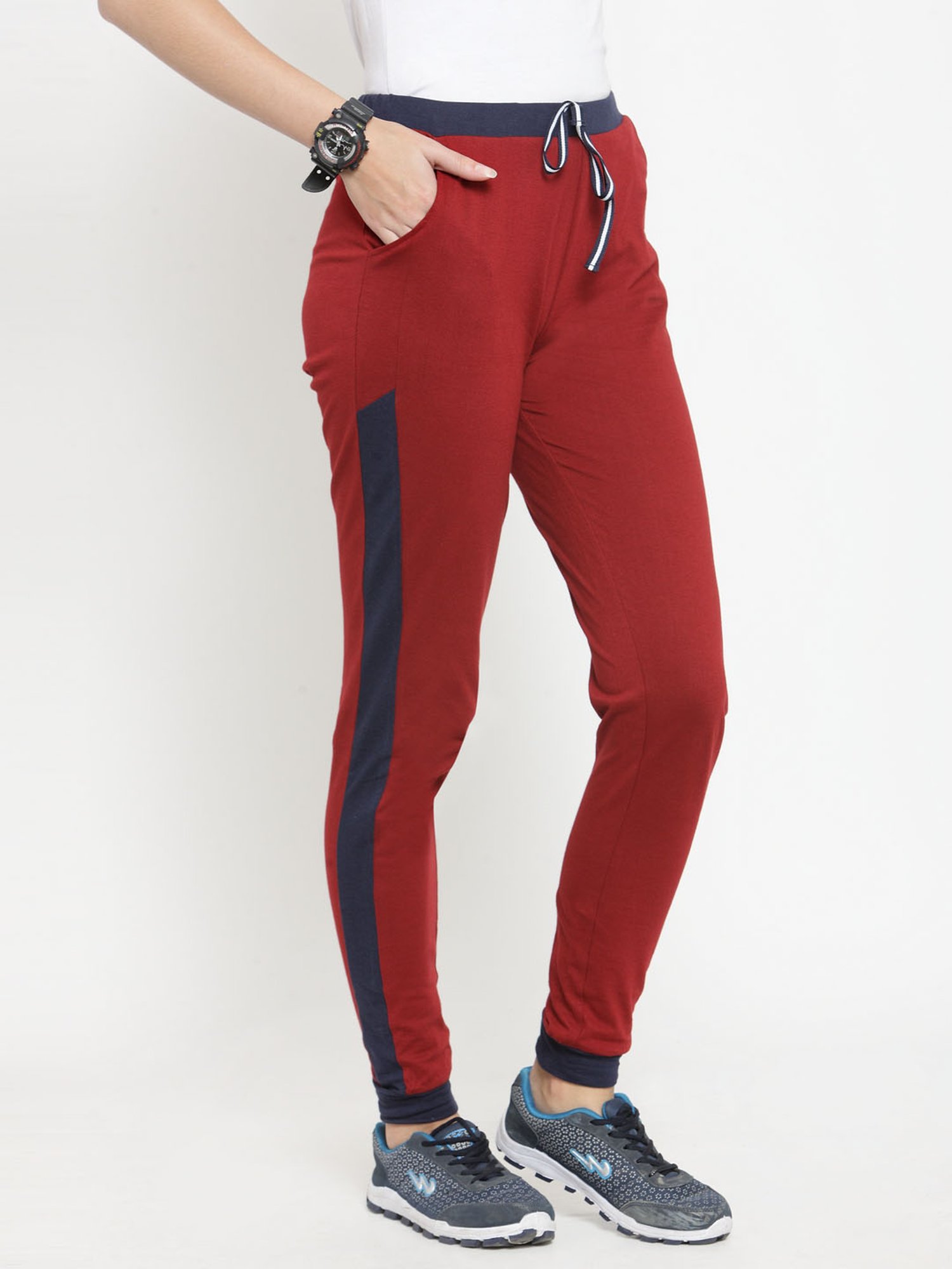 Boston Club Maroon Cotton Trackpants
