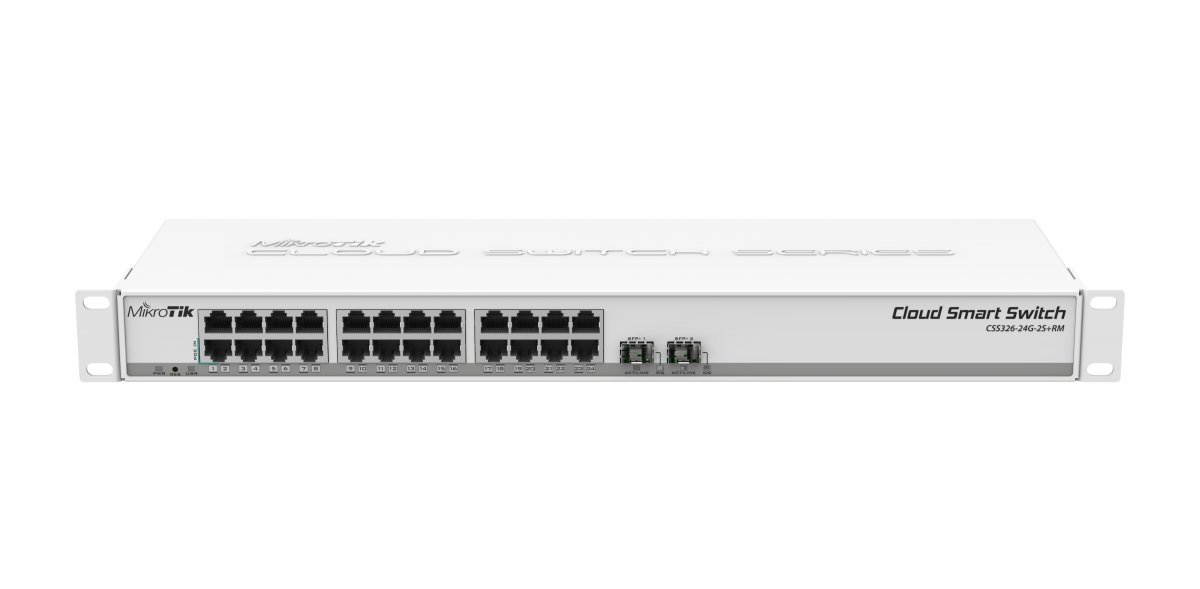 Mikrotik Cloud Smart Switch CSS326-24G-2S+RM, 24 x Gbit LAN, 2x 10Gbit SFP+ Cage