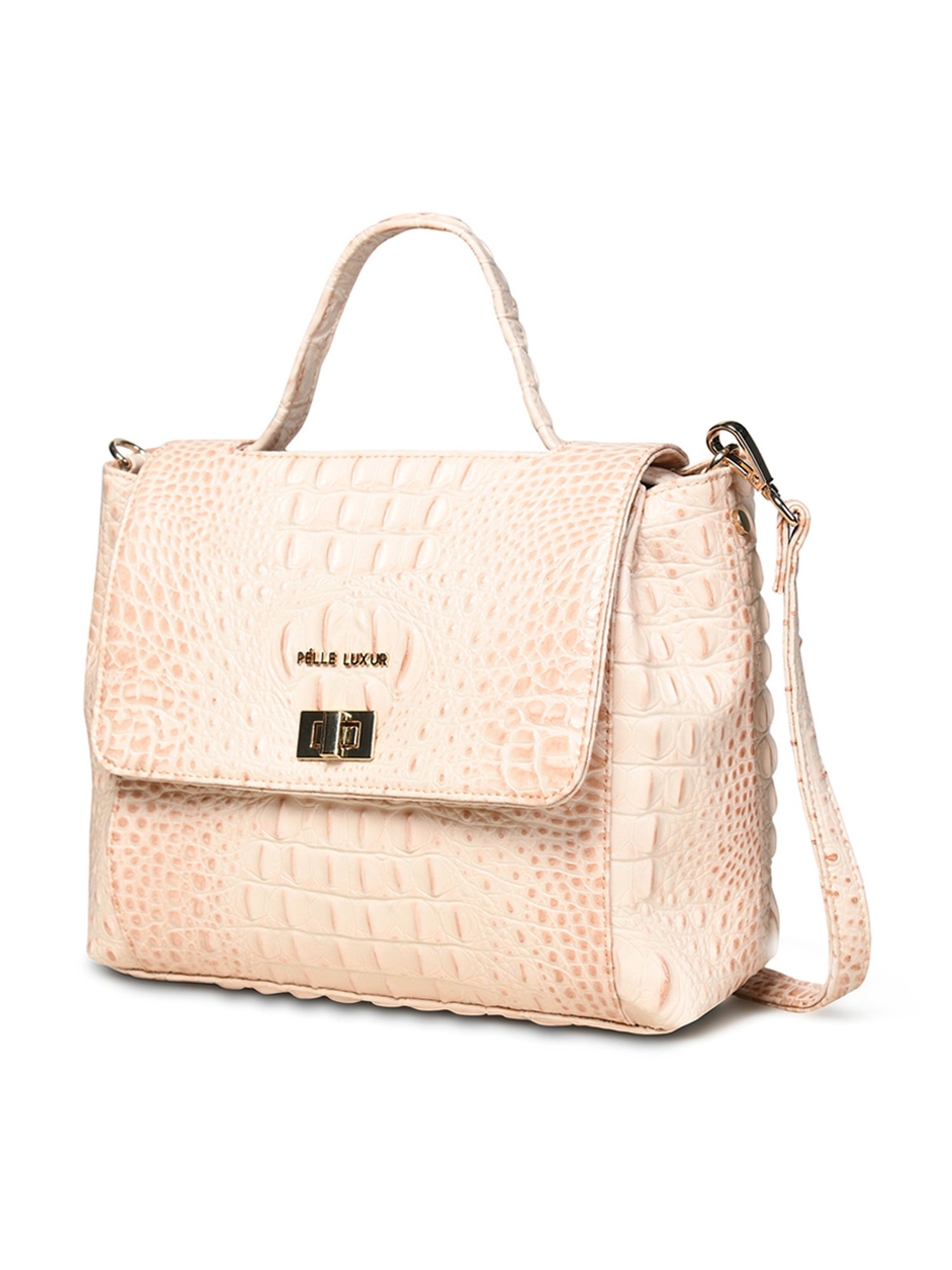 PELLE LUXUR Baby Pink Animal Effect Medium Cross Body Bag