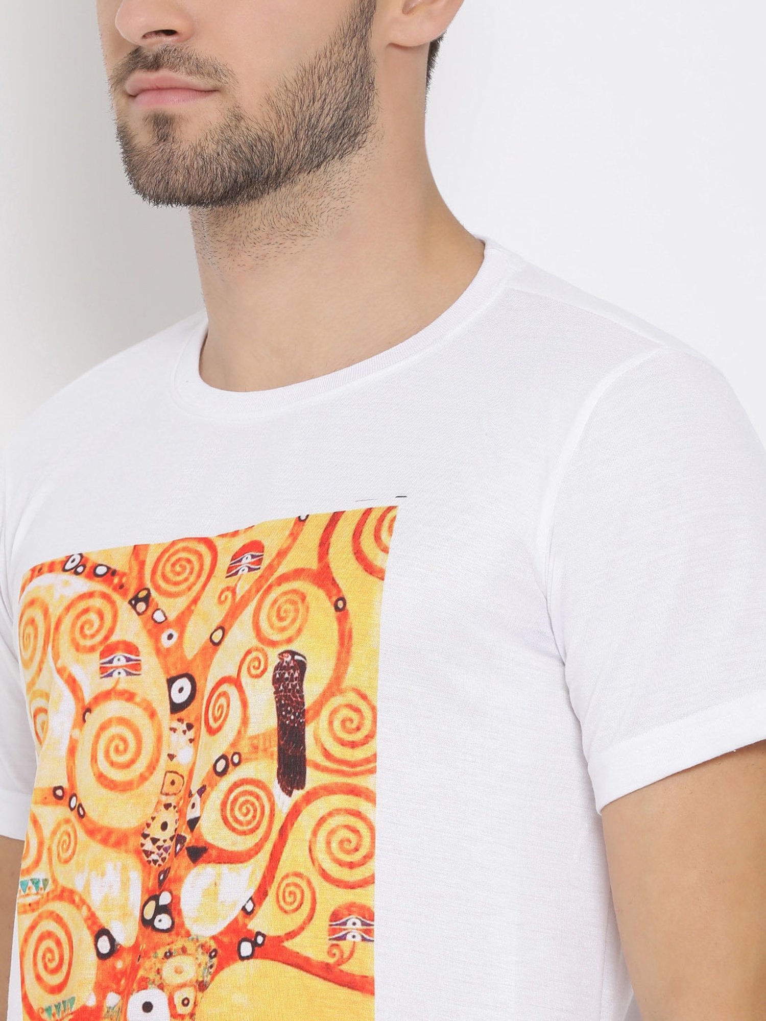 Hangup Plus White Regular Fit Printed Crew T-Shirt