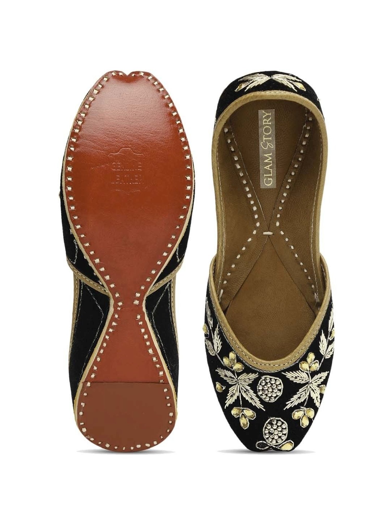 Glam Story Women's Black Ethnic Juttis