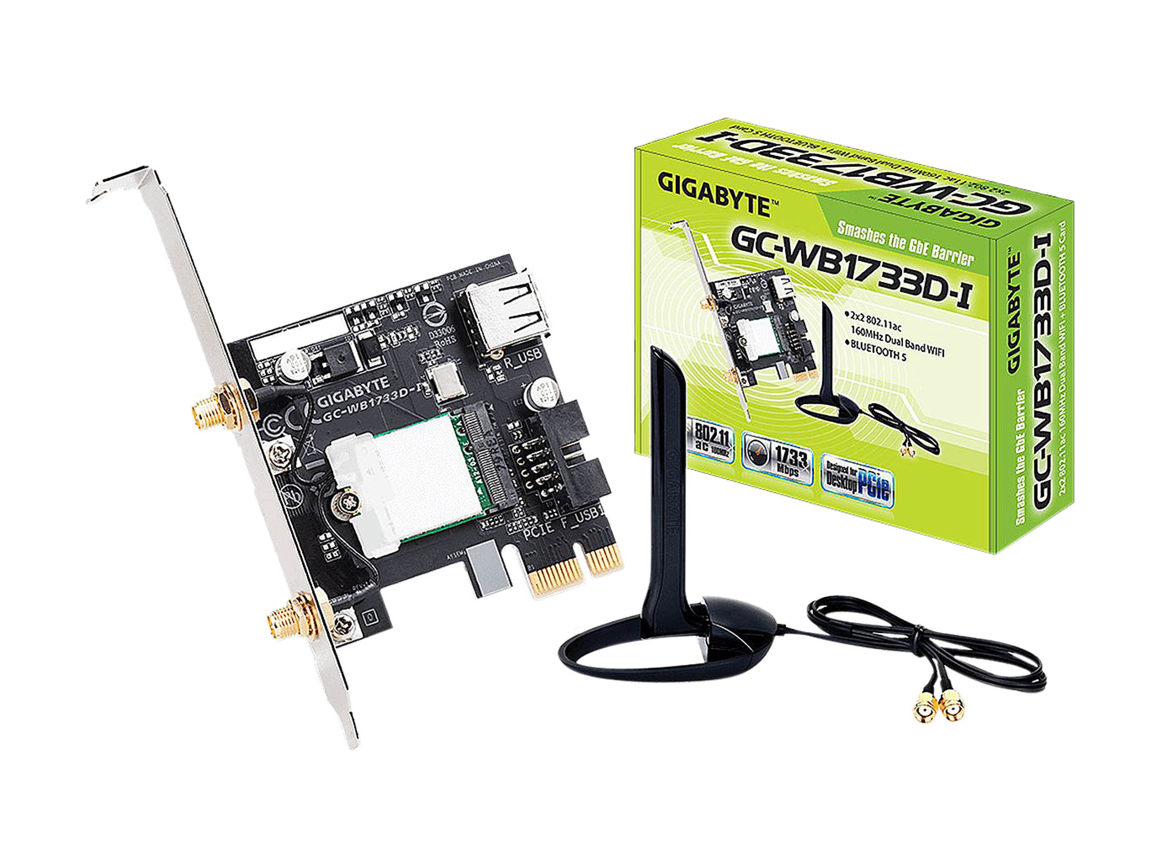 GIGABYTE GC-WB1733D-I Dual Band Wireless-AC Wi-Fi / Bluetooth Card