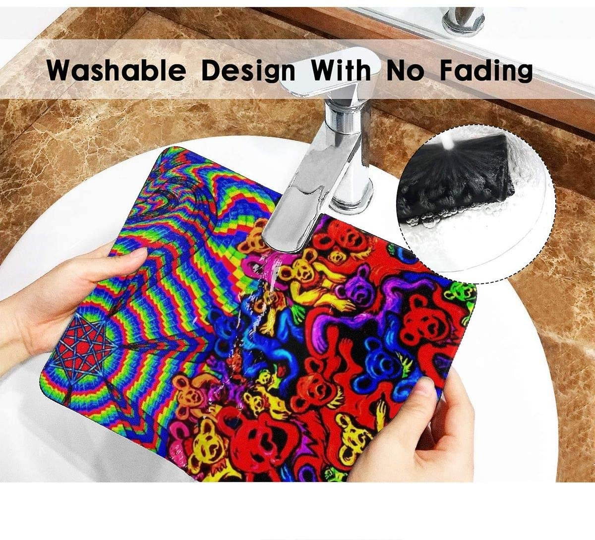 Grate-ful Dead Mouse Pad Dancing Bear Printed Mousepad Colorful Gaming Mouse Pads Non - Slip Rubber Base for Computer Game 7.1x8.7 in/18x22 cm