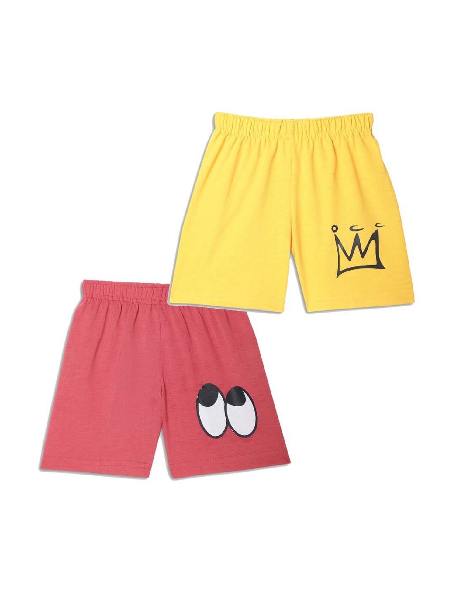 HELLCAT Kids Yellow & Navy Printed Shorts (Pack Of 2)