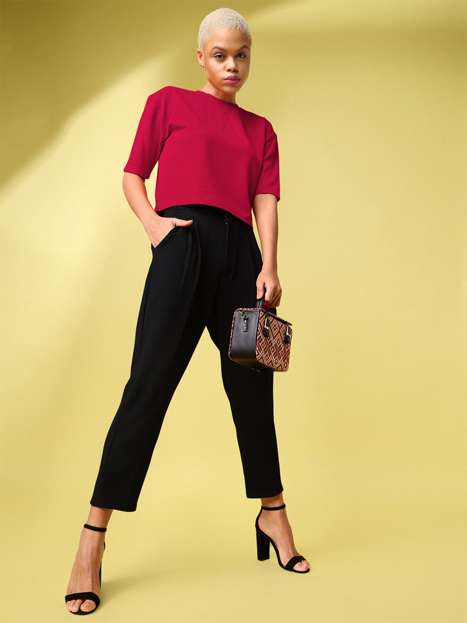 PURVAJA Red Regular Fit Crop Top