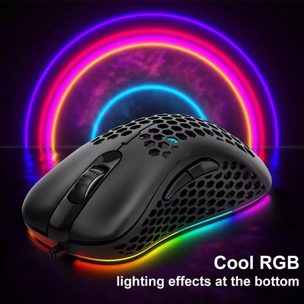 AULA RGB Gaming Mouse with Side Buttons Macro Programming 10000 DPI Adjustable 14 Key Wired USB Backlit Mouse for Desktop Laptop - H510 White