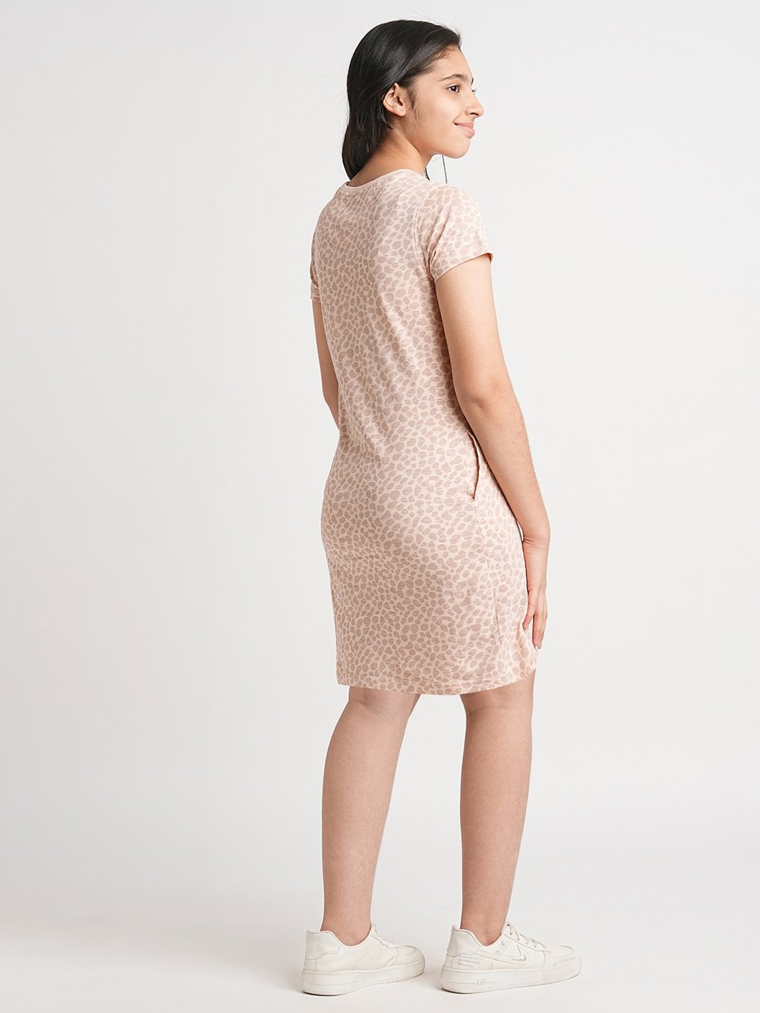 Beverly Hills Polo Club Kids Beige Printed T-Shirt Dress