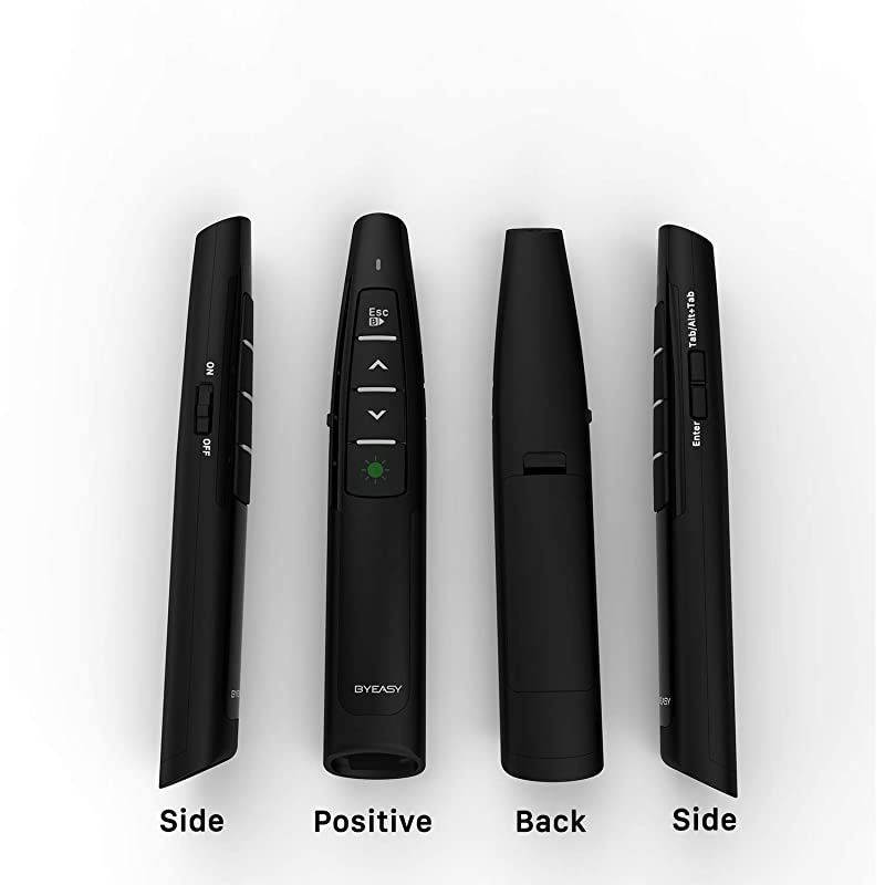 Wireless Presenter  Presentation Clicker with Green Laser Pointer for Presentations 100 ft RF 24GHz PowerPoint Clicker Remote for PowerPoint Presentations and Google Slides with Case Black