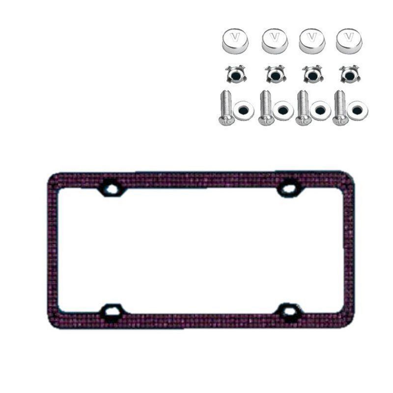 Valor Purple Crystals Black Metal Frame with Triple Row Crystals