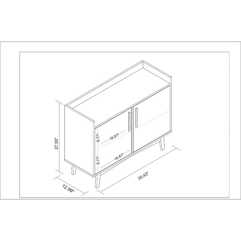 35.43" Brookdale Sideboard White/Nut Brown - Manhattan Comfort
