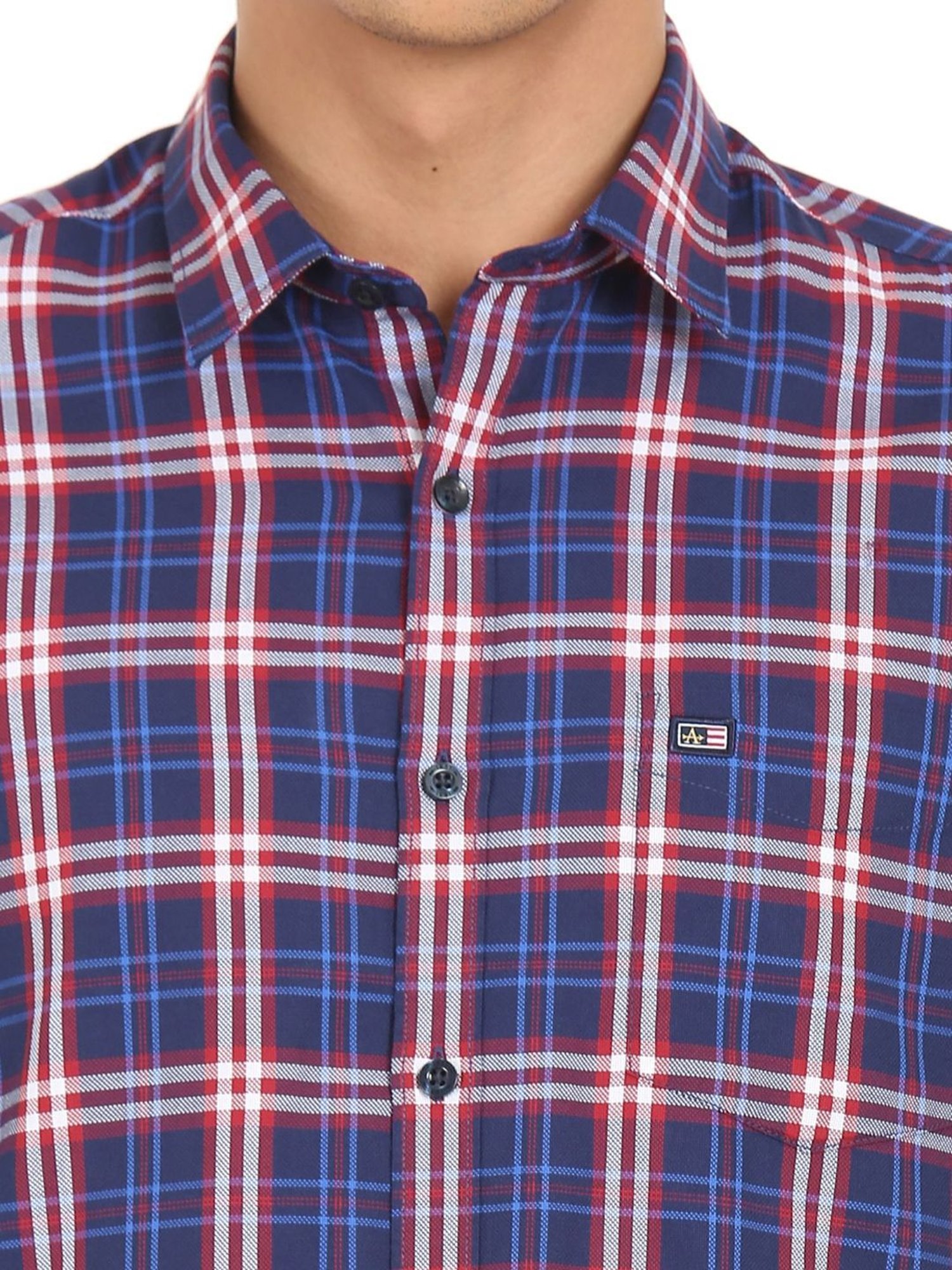 Arrow Blue Cotton Regular Fit Checks Shirt