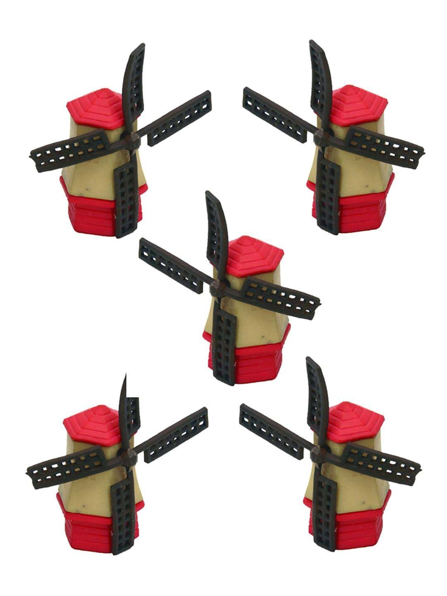 Tayhaa Yellow & Red Plastic Wind Mill Toy Showpiece - Set of 5