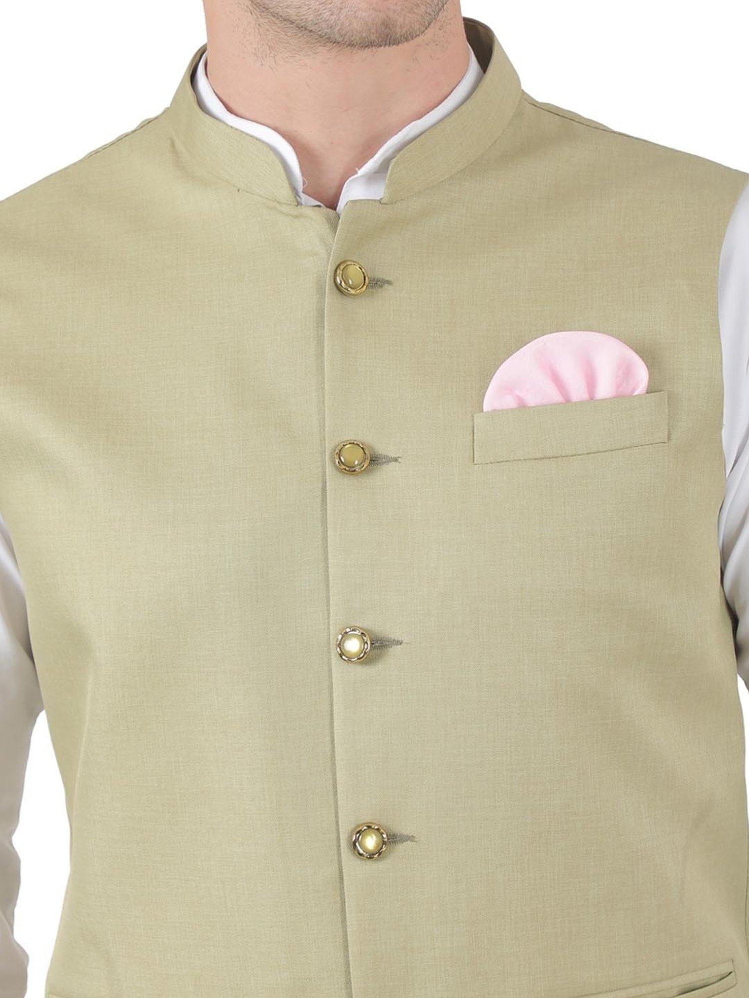 TAHVO Green  Slim Fit Nehru Jacket