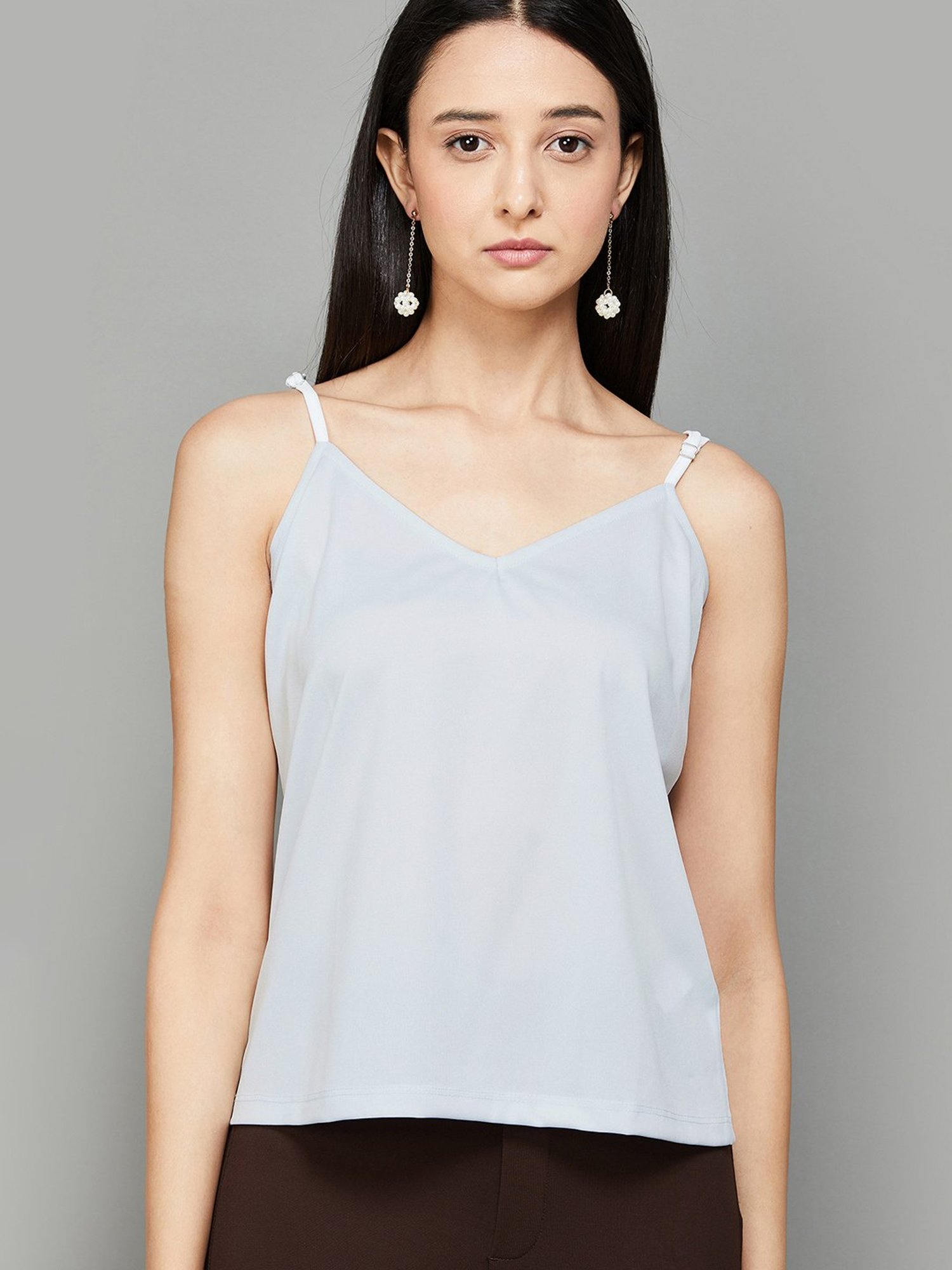 Code by Lifestyle Transparent & Blue Cotton Printed Top