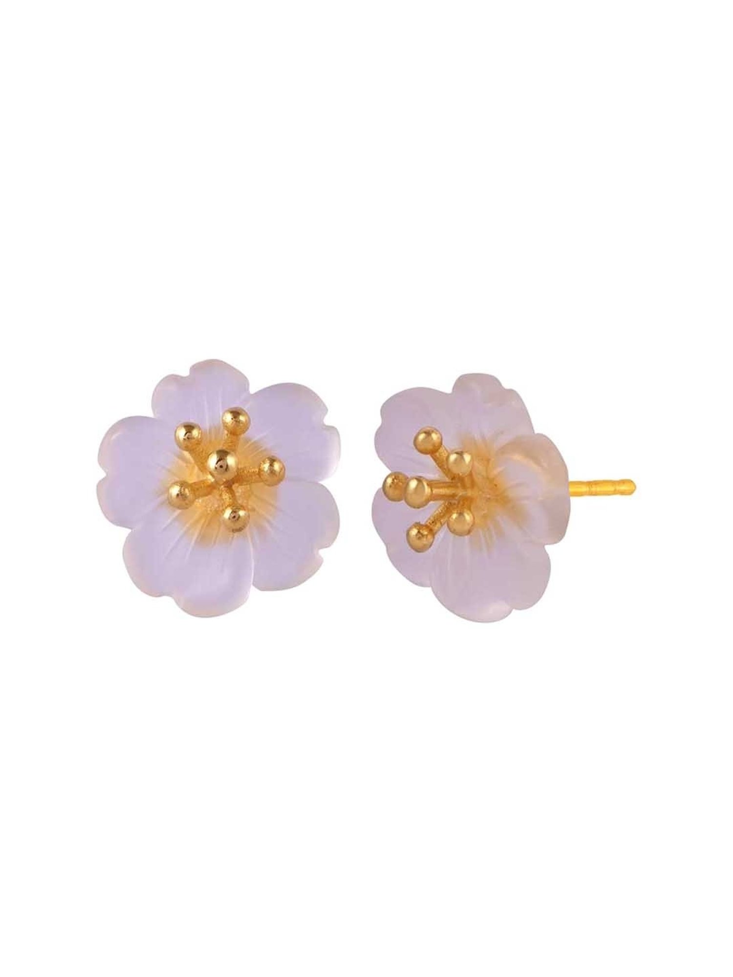 Rihi by P.C. Chandra Jewellers 92.5 Sterling Silver Flower Stud Earrings for Women & Girls