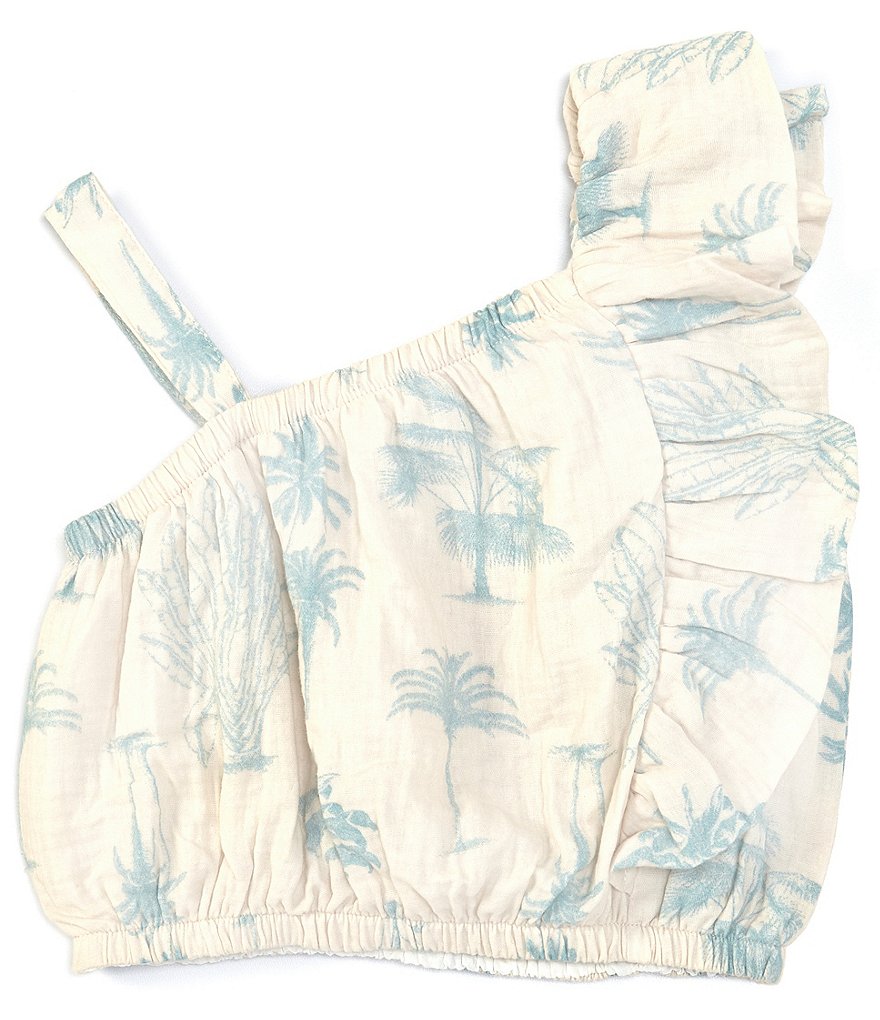 Jessica Simpson Big Girls 7-16 One-Shoulder Palm-Tree Printed Top