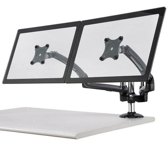 Cotytech Expandable Dual Desk Mount Spring Arm Clamp Base - Dark Gray DM-GMD12-C