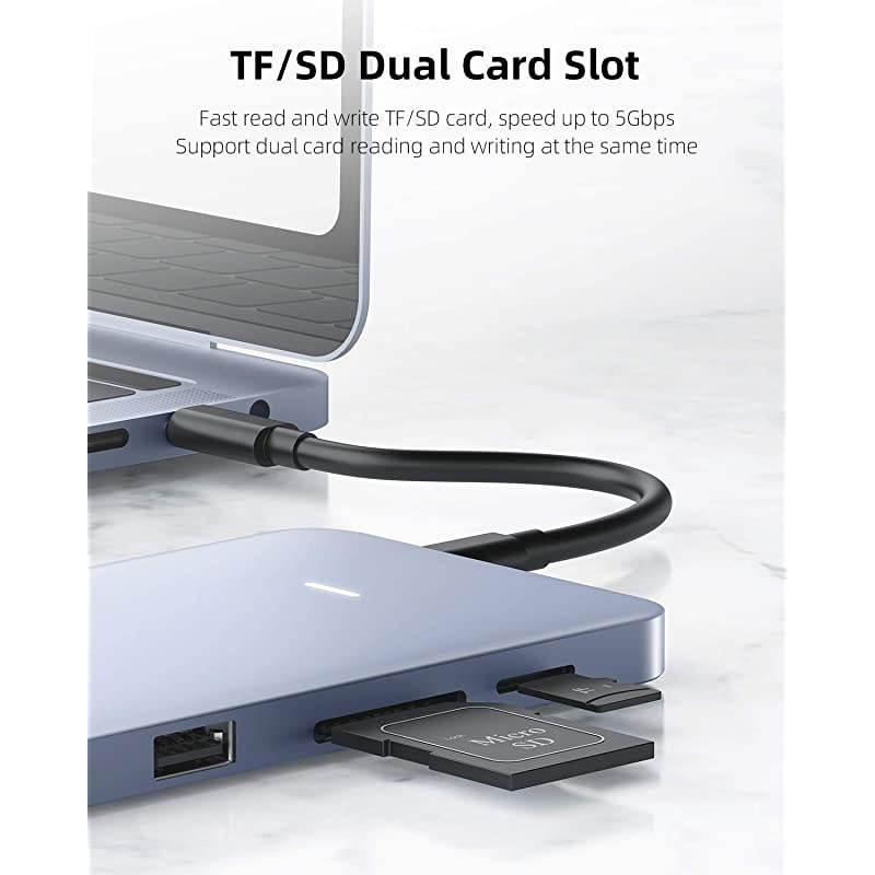 USB-C Hub with M.2 NVMe Hard Drive Enclosure, Type-C Docking Station to SSD, 10Gbps USB 3.1 Gen2, 100W PD, 4K@60Hz HDMI, SD/TF Card Slots, Hard Disk Drive for MacBook Pro, iPad Pro (Grey)