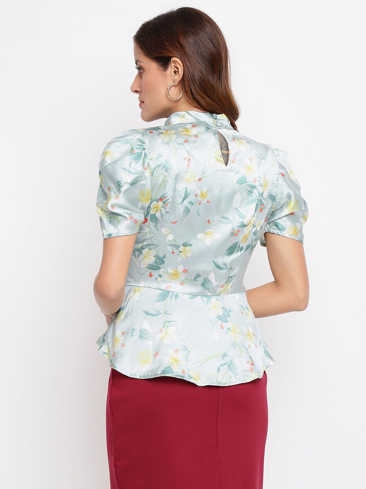 Latin Quarters Mint Floral Print Top