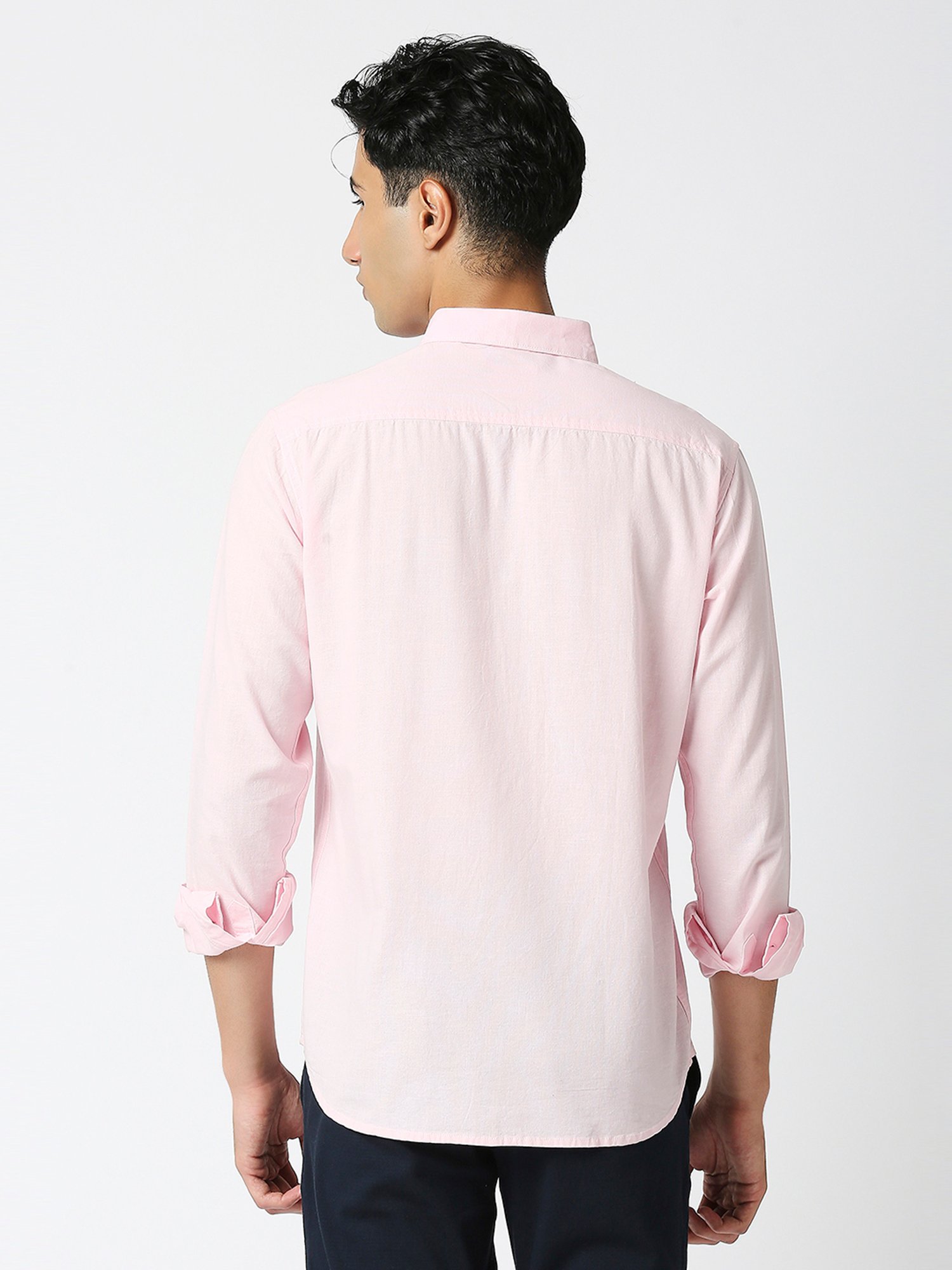 HJ HASASI Light Pink Slim Fit Cotton Shirt