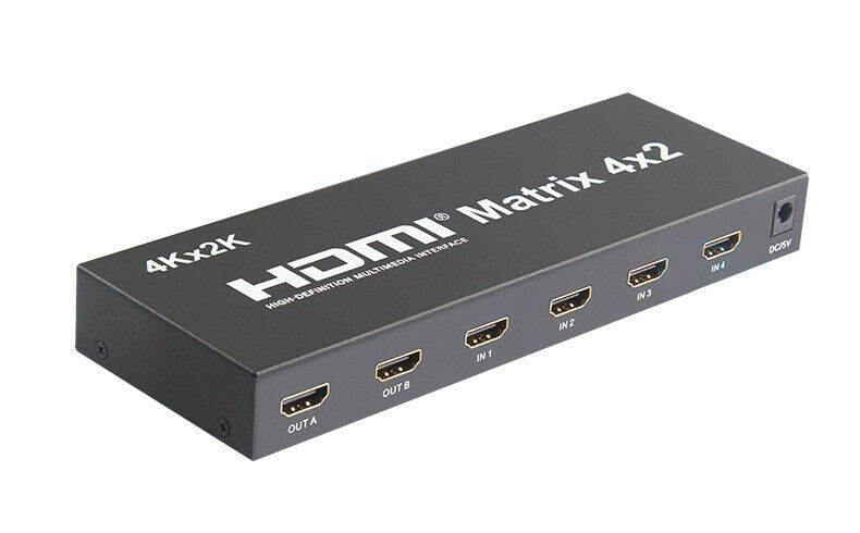 4x2 HDMI True Matrix Switch Splitter Selector Remote Control 3D 1080P 4-in 2-out