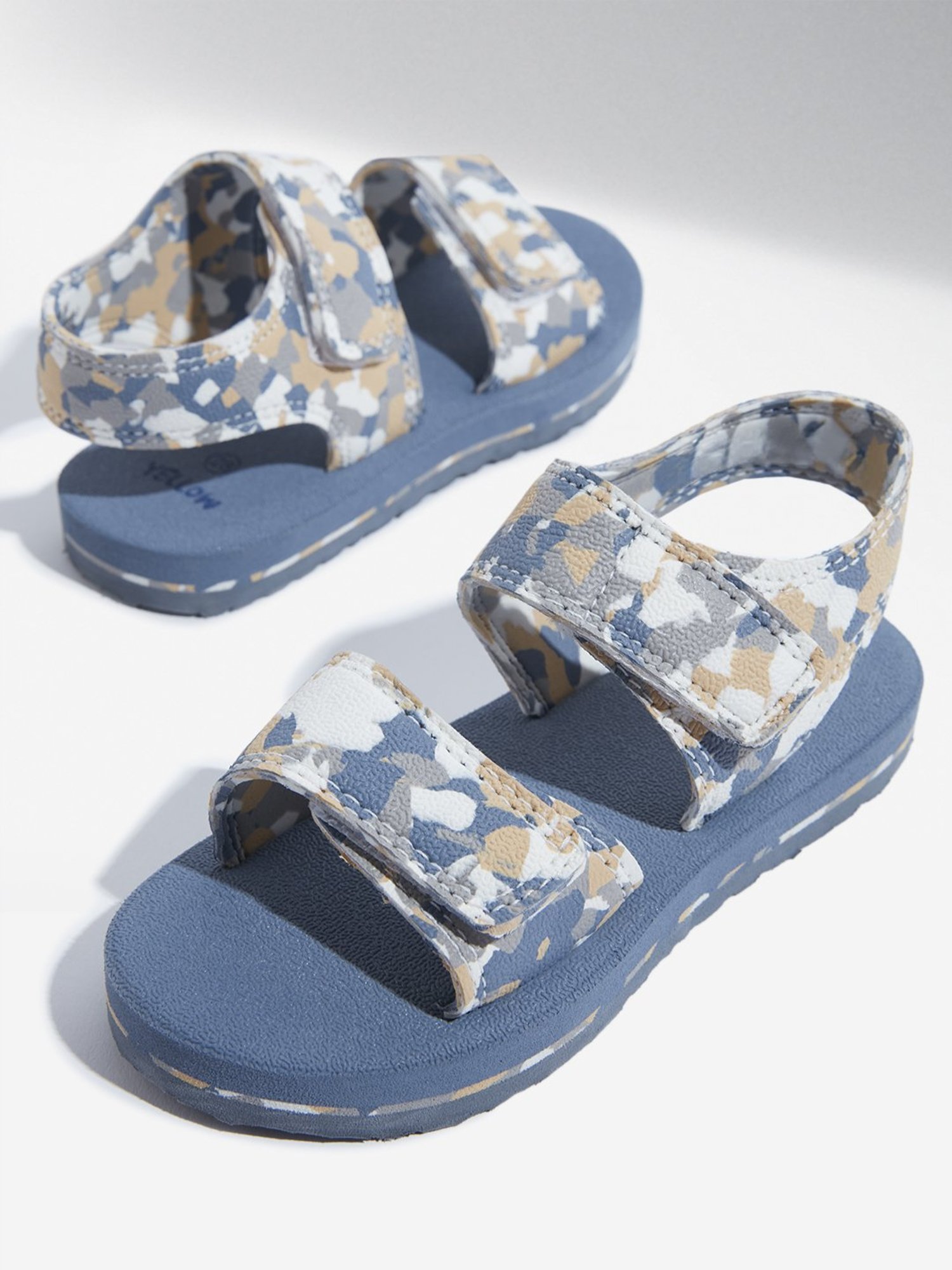 Yellow by Westside Blue Camouflage Design Dual Band Sandals