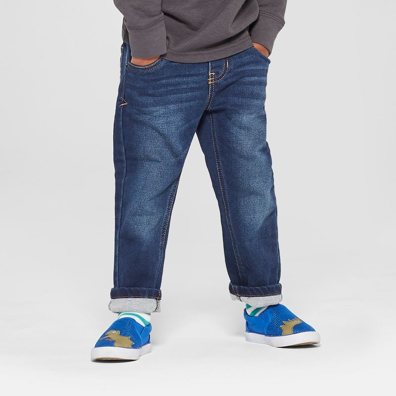 Toddler Boys' Pull-On Straight Jeans - Cat & Jack™ Medium Blue 12 M