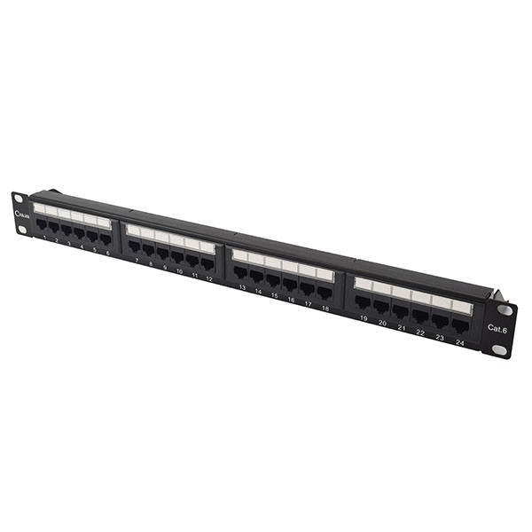 NewYork Cables Cat6 24 Port Patch Panel 1U Rackmount Horizontal UTP Patch Panel - RJ45 Ethernet - T568B