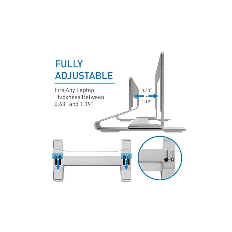Vertical Laptop Stand for Desk Space Weighted Aluminum Frame with Adjustable Cradle to Fit Any Device 63in to 119in Thick Improve Airflow and Stay Organized Laptop Vertical Stand