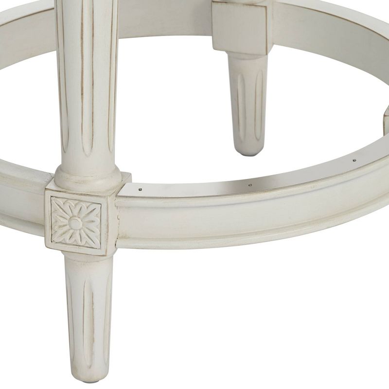 55 Downing Street Oliver 24 1/2" Cream Fabric Scroll Back Swivel Counter Stool