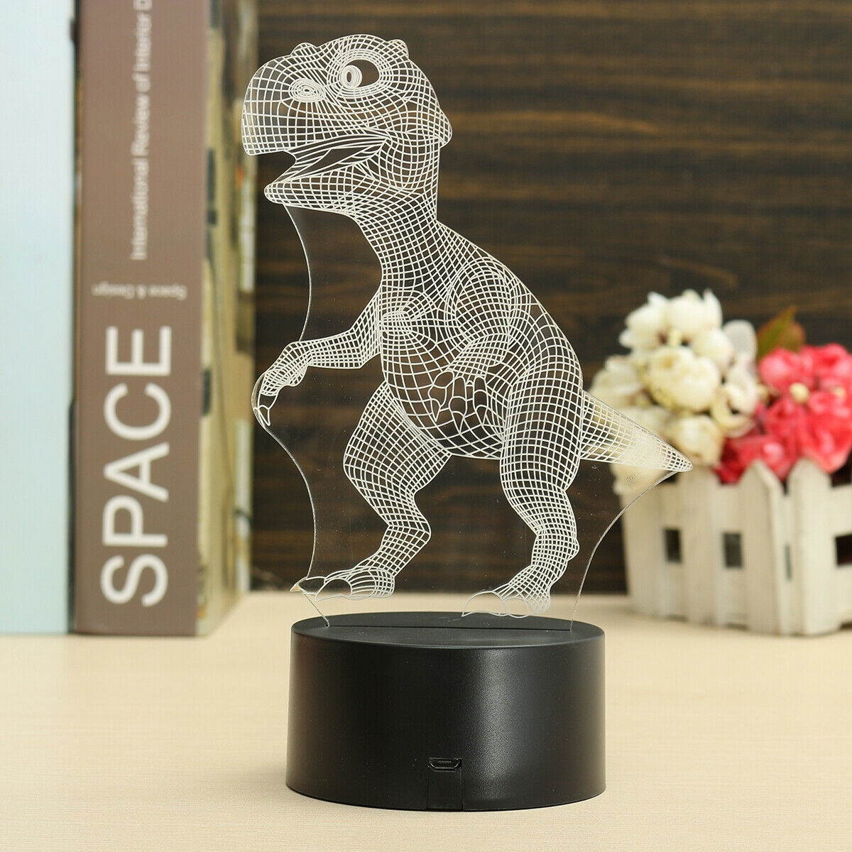 3D Dinosaur USB 7 Color Change LED Night Light Desk Table Lamp Christmas Gift US
