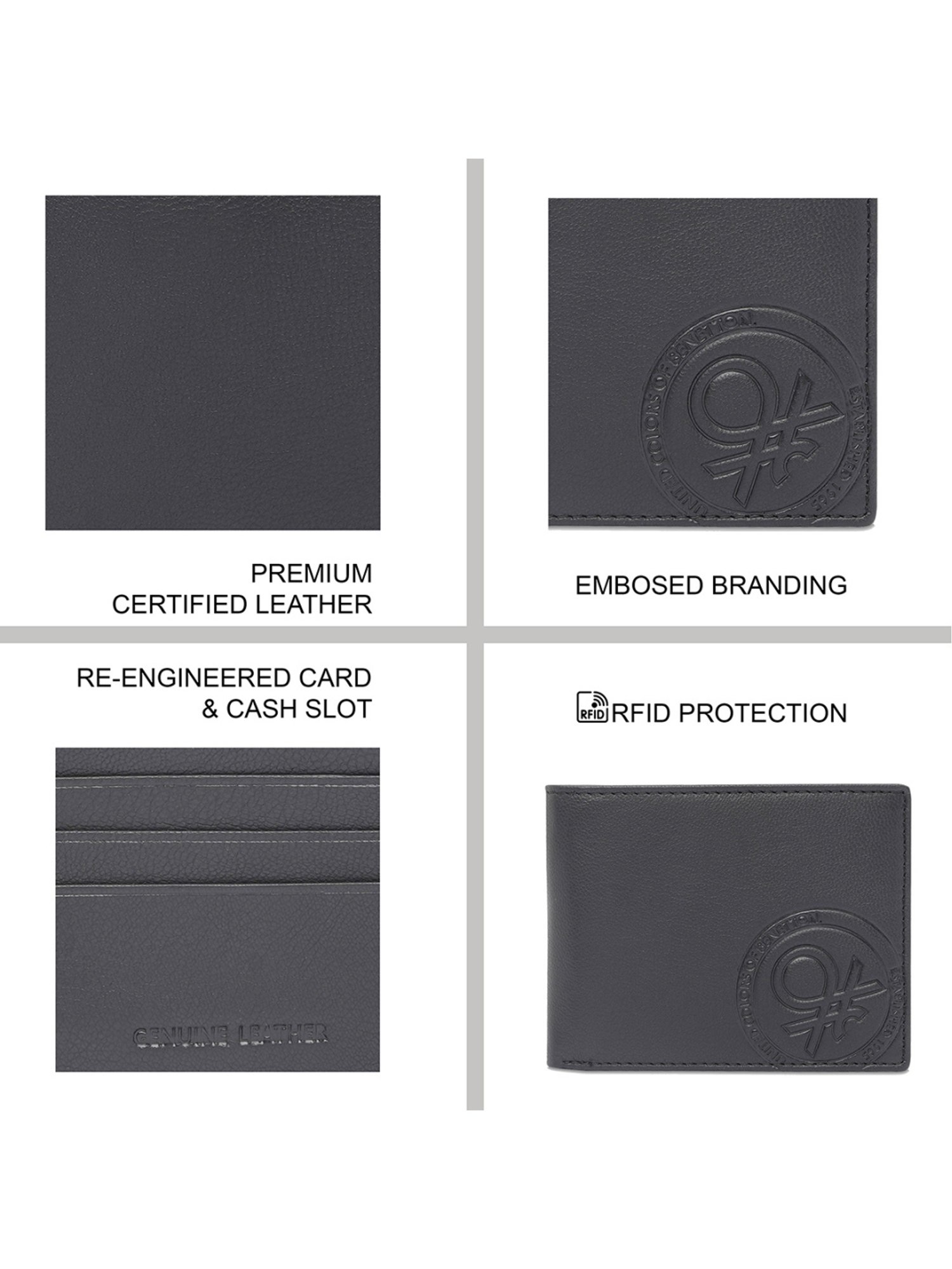 United Colors of Benetton Serrat Black Casual Leather Bi-Fold Wallet For Men