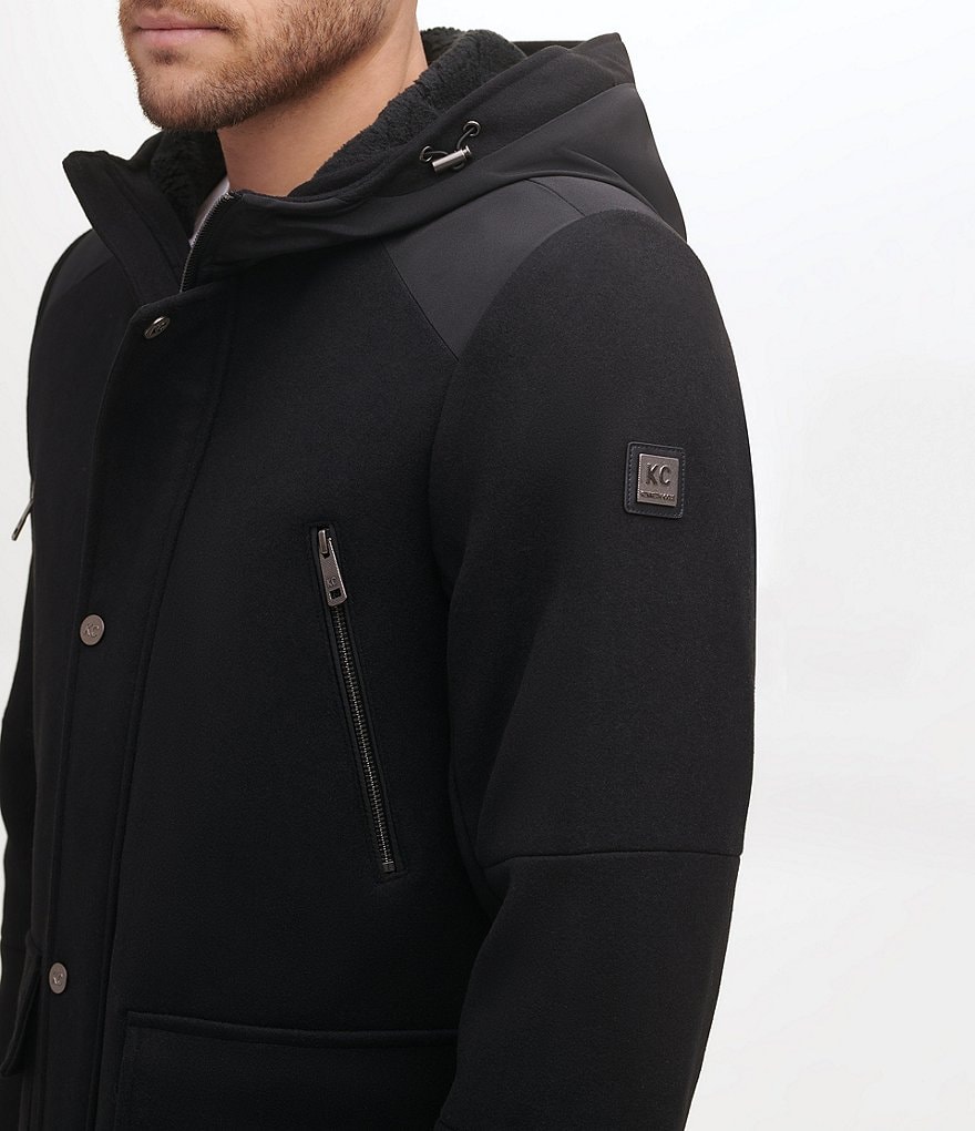 Kenneth Cole New York Long-Sleeve Mixed-Media Wool-Blend Duffel Coat