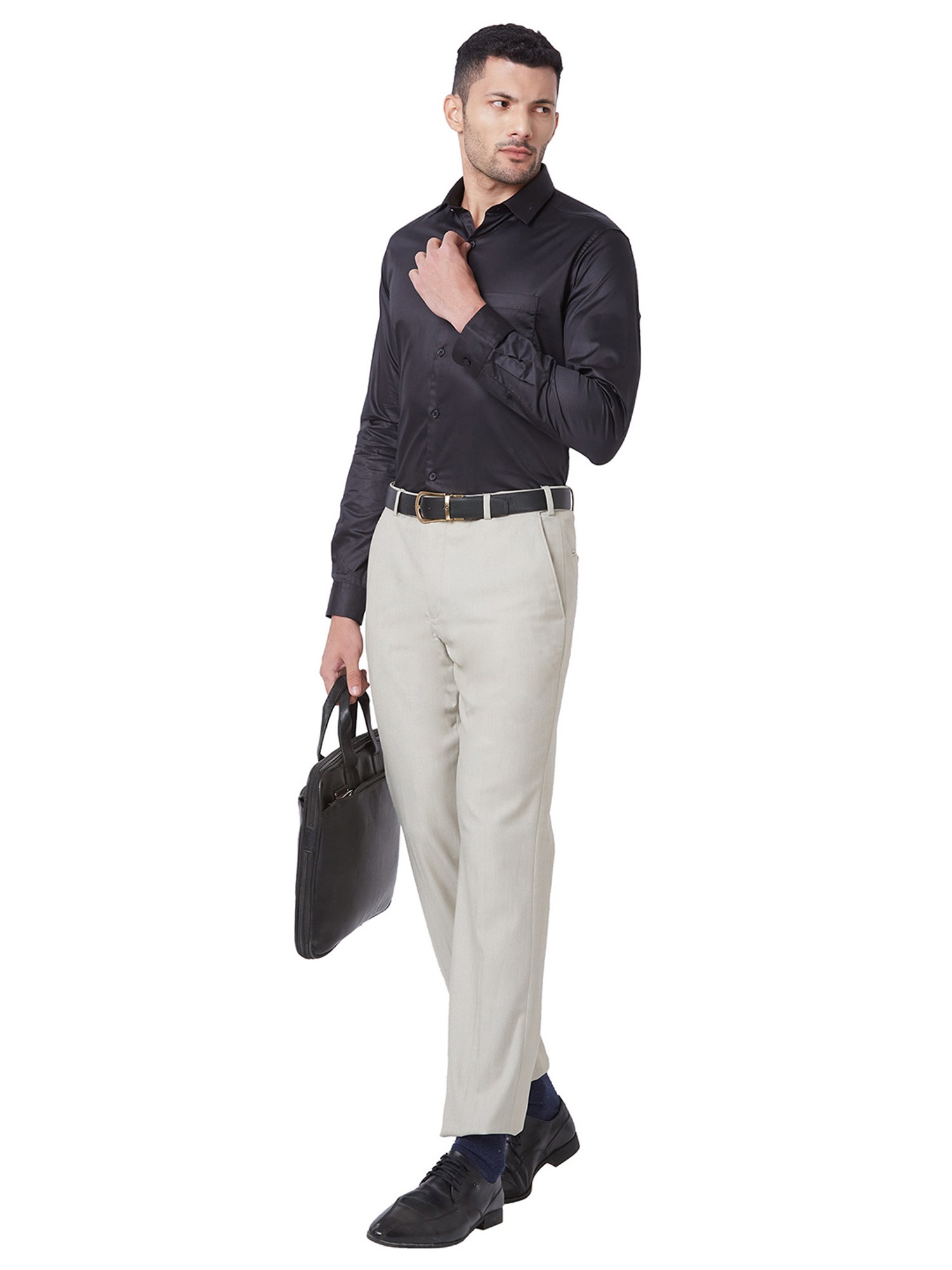 Kenneth Cole Black Slim Fit Cotton Shirt