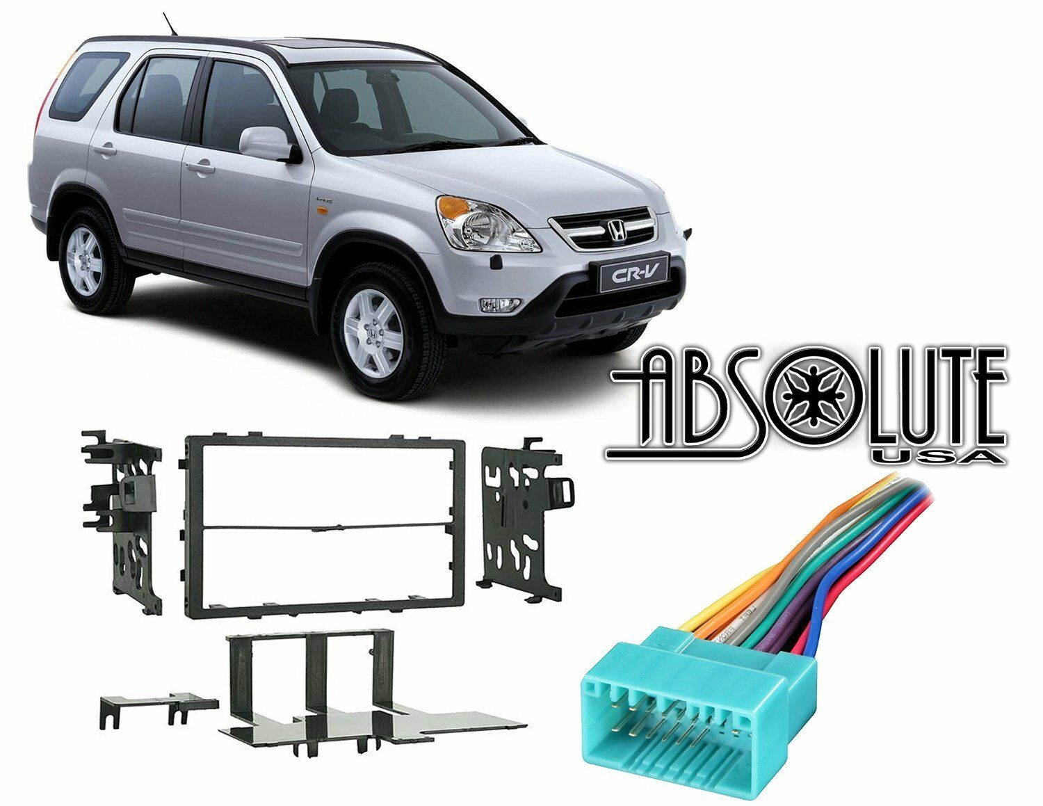 Absolute RADIOKITPKG19 Fits Honda CRV 1999-2006 Double DIN Aftermarket Harness R