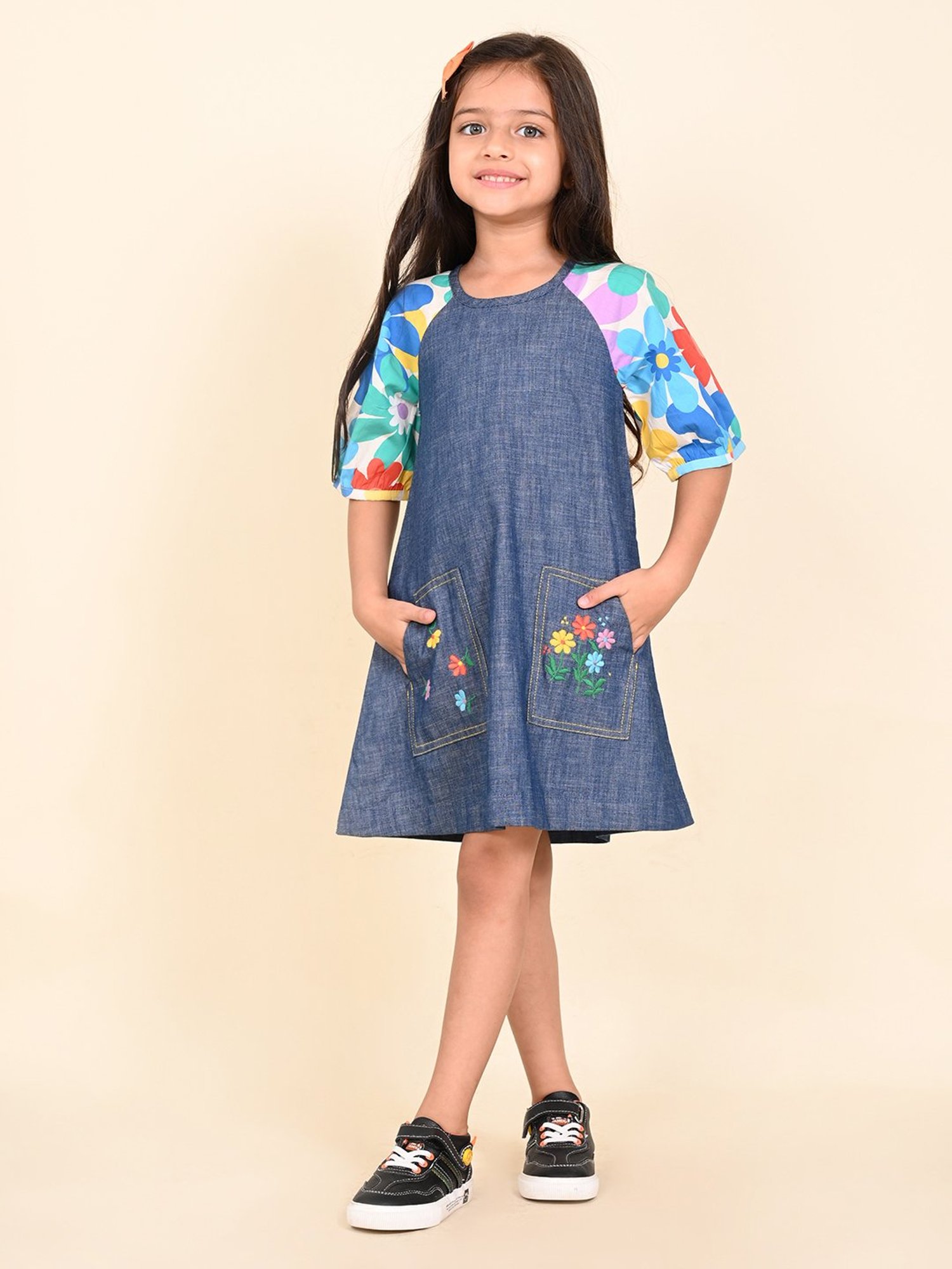 LilPicks Kids Blue Printed A Line Dress