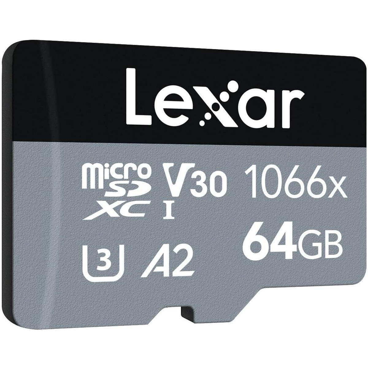 Lexar SILVER Professional 1066x 64GB microSDXC UHS-I Memory Card with SD Adapter