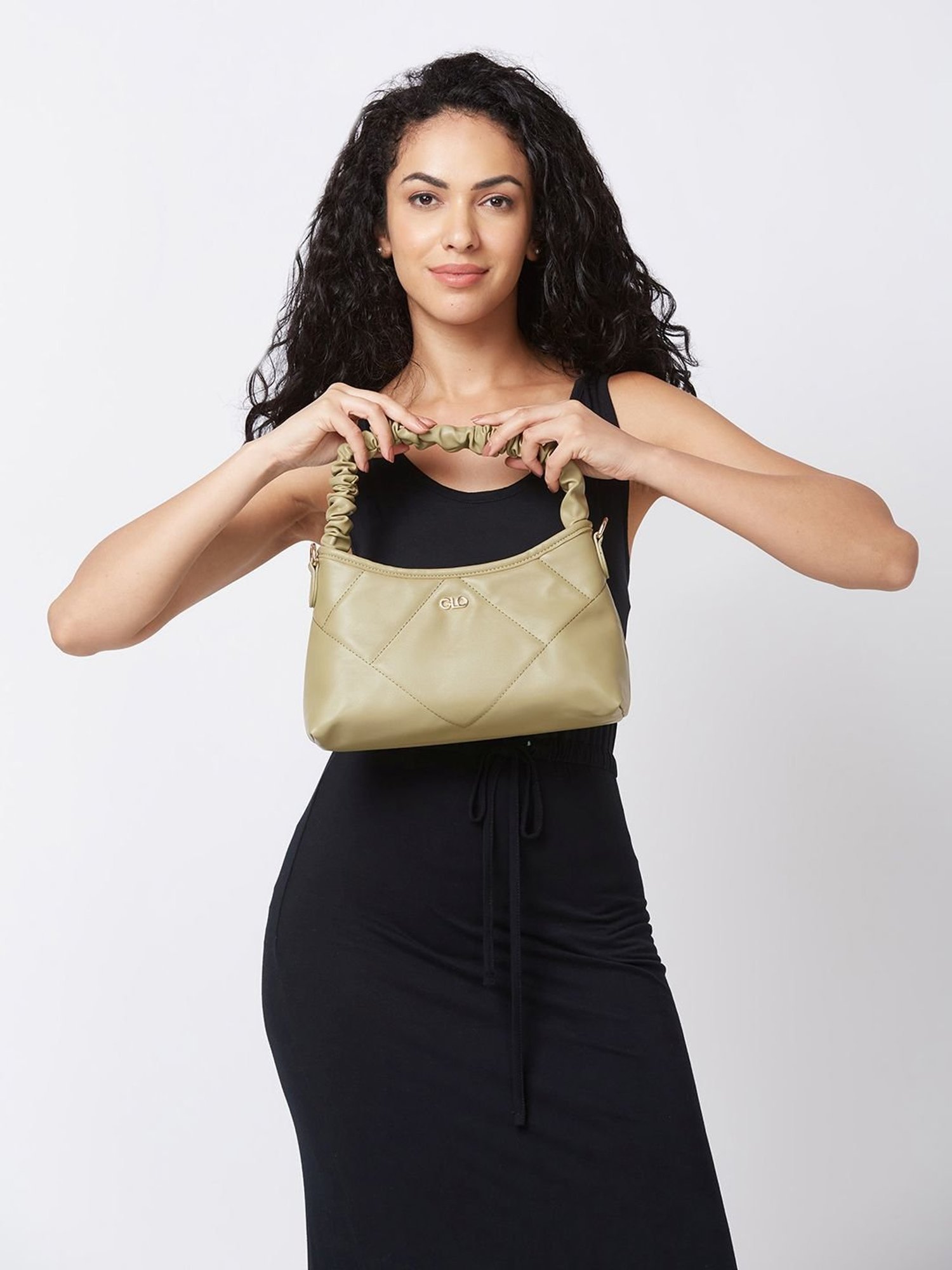 Globus Olive Textured Medium Hobo Handbag