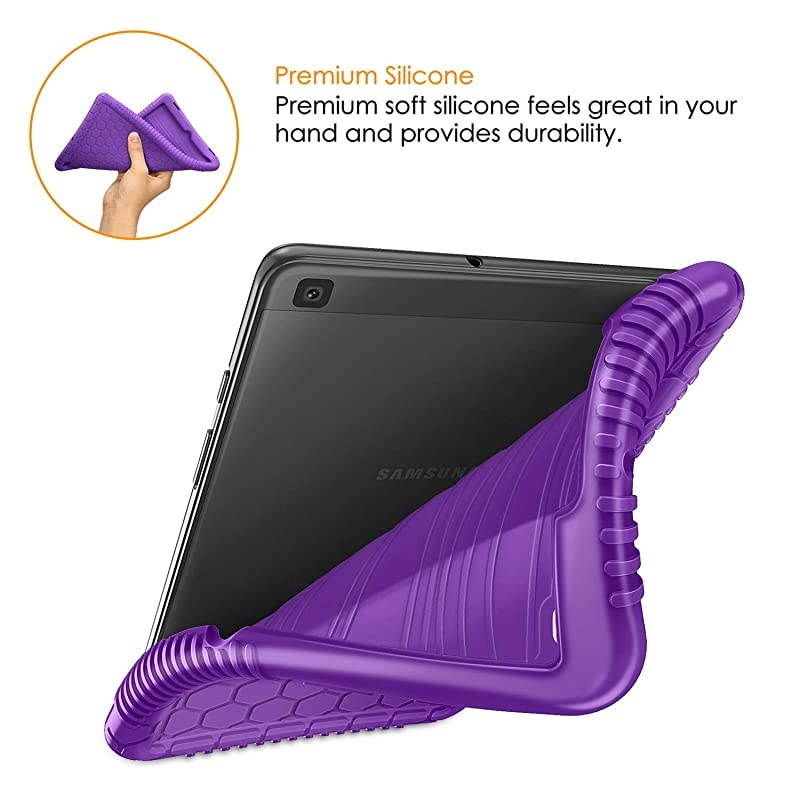Silicone Case for Samsung Galaxy Tab A 8.0 2019 Without S Pen Model (SM-T290 Wi-Fi, SM-T295 LTE), Honey Comb Series Kids Friendly Light Weight Shock Proof Protective Cover, Purple