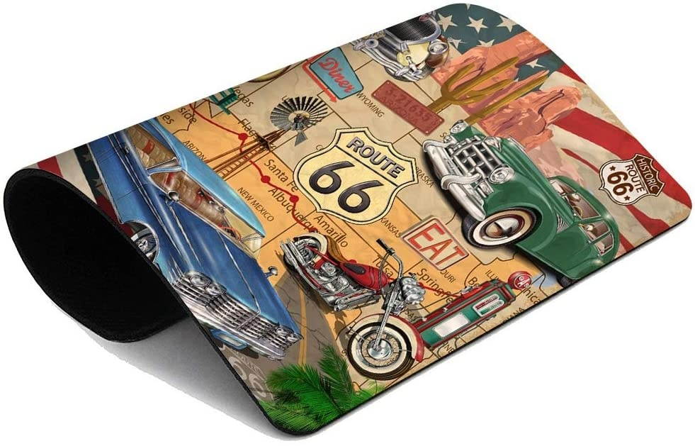 Suike Mousepad Computer Notepad Office American Vintage Route 66 Diner Arizona Map Motorcycle 1950S Home School Game Player Computer Furniture Durable Waterproof Worker 9.5x7.9 Inch