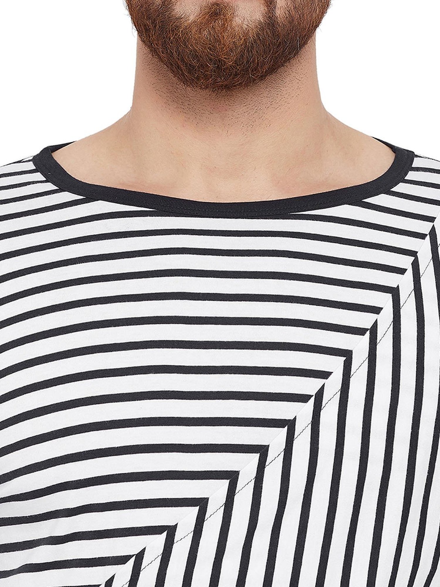 Hypernation White Striped Cotton T-Shirt