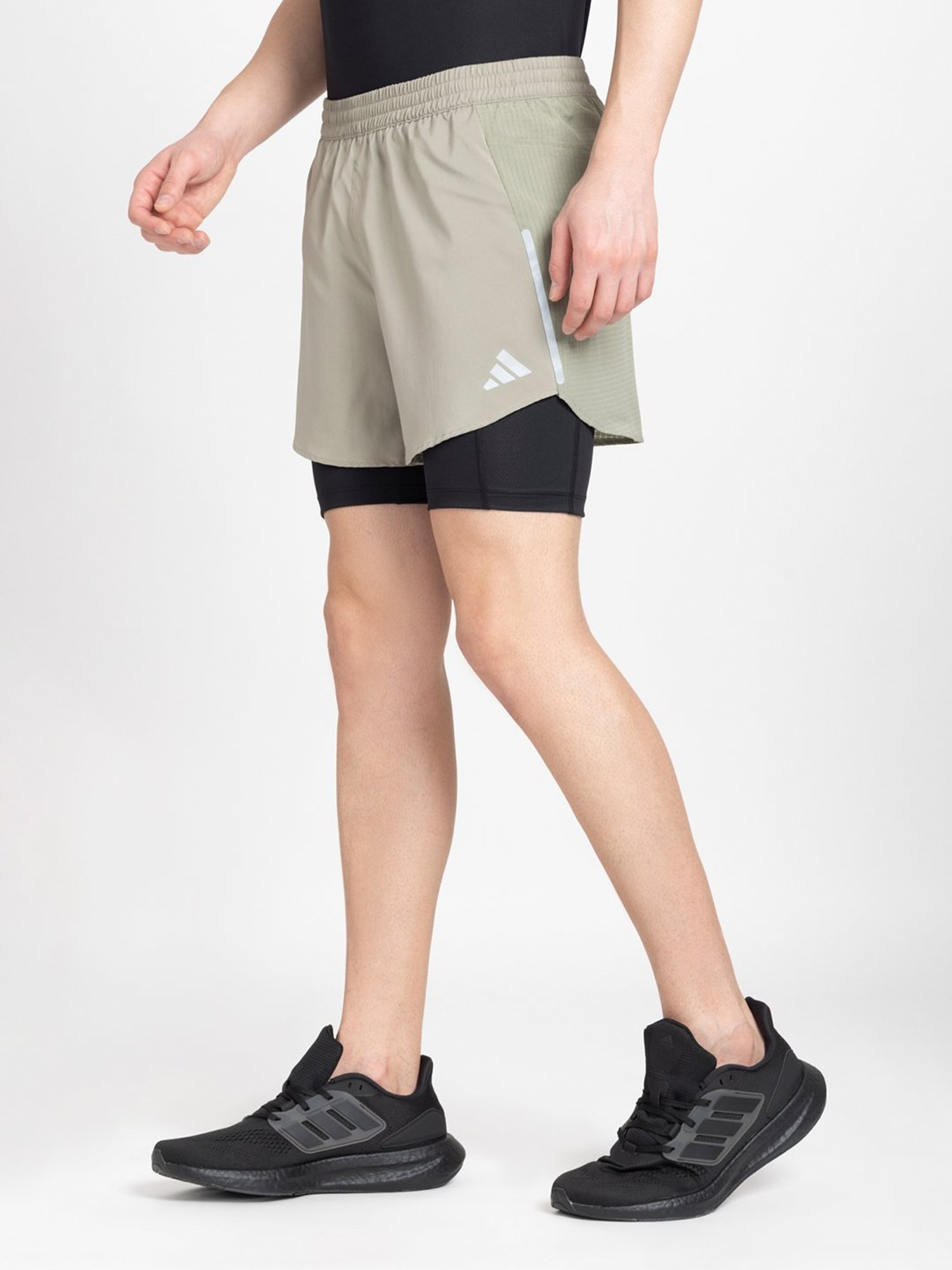 adidas Silver Grey Regular Fit D4R 2-IN-1 Sports Shorts