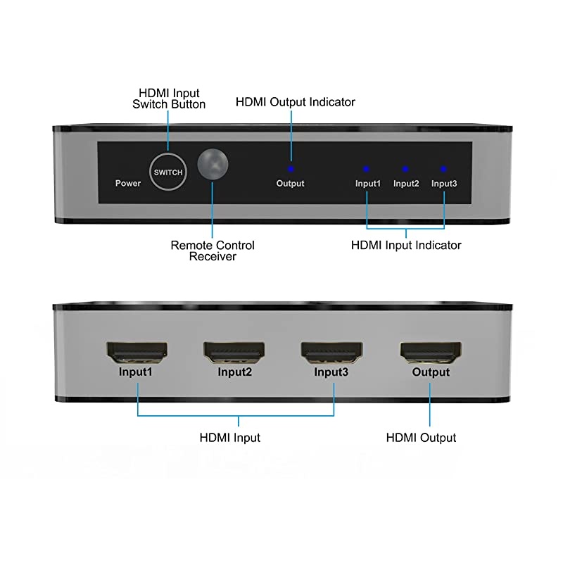 HDMI Premium 3 Port 3X1 Switch/Switcher Version 2.0 4K x 2K @60Hz Full 3D Support HDCP 2.2 for Input DVD PS4 Blue-Ray to Output HDTV