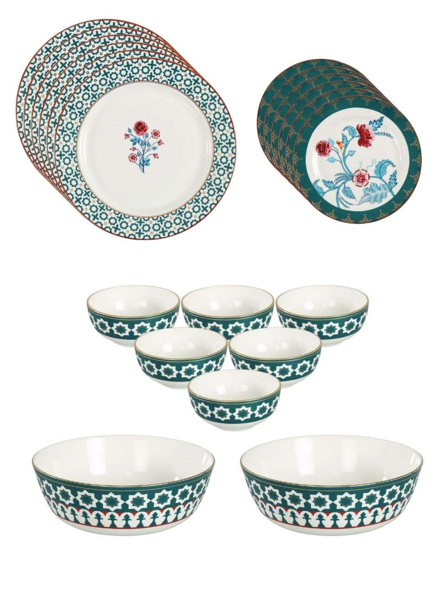 India Circus Teal Blue Ceramic Dinner Set