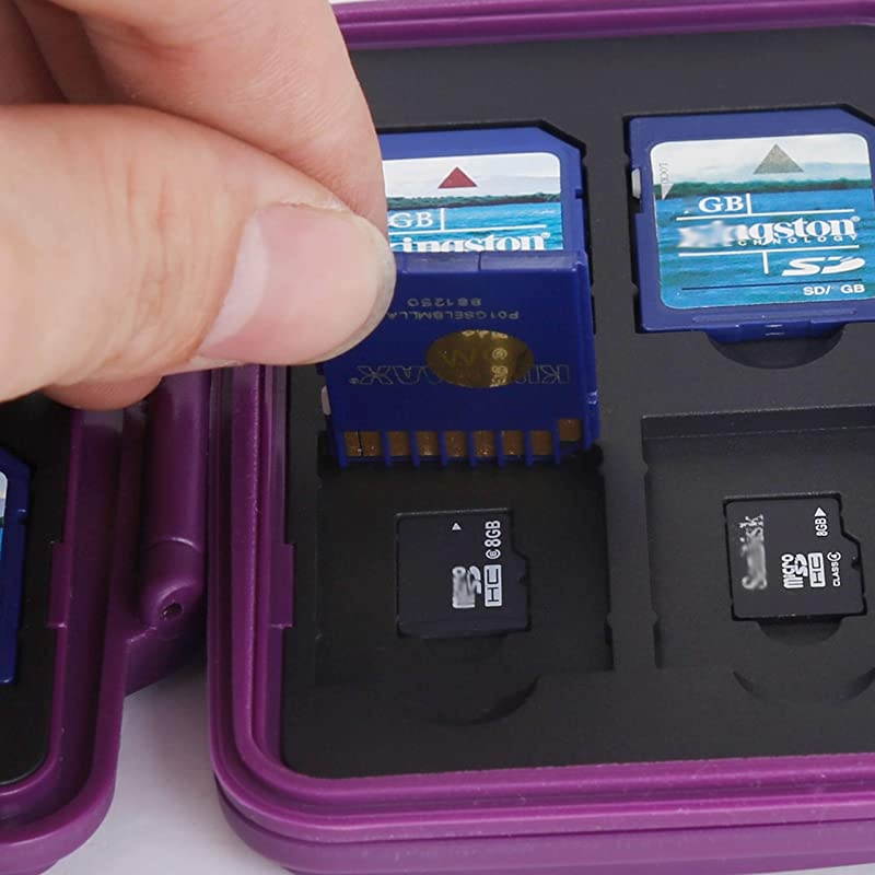 SD Card Holder Case Hunter  Weatherproof Micro SD Card Case Small Cute SD Card Storage Container Purple