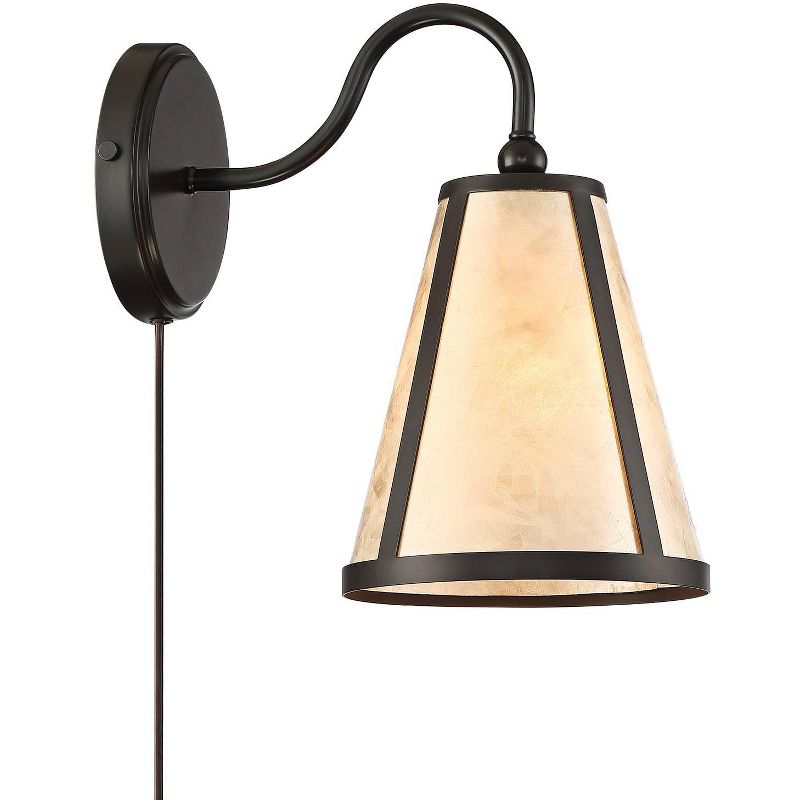 Franklin Iron Works Solano Mica Shade Plug-In Wall Lamps Set of 2